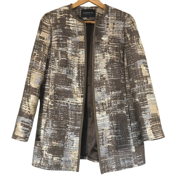 Lafayette 148 New York Jackets & Blazers - Lafayette 148 New‎ York Open Front Jacket Size 2 Brown Blue Beige Tweed Career